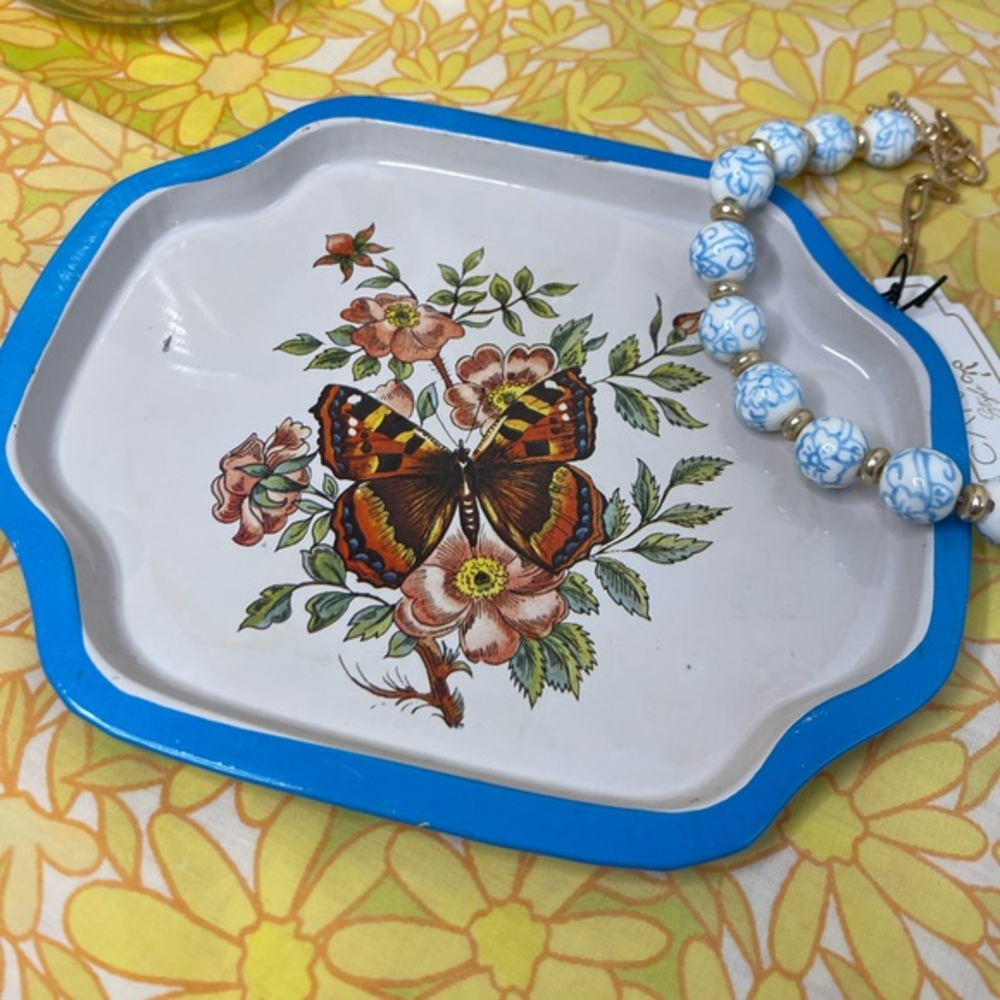 Vintage butterfly tin‎ tray